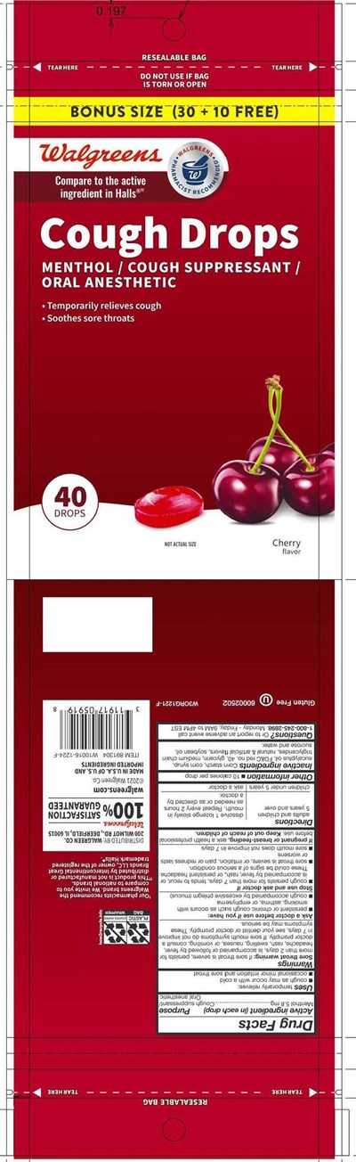 Walgreens Cherry Cough Drops 40ct (60002502 Walgreens Cherry 40ct)